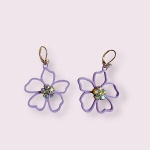 Betsey Johnson Lavender Open Frame Flower Earrings